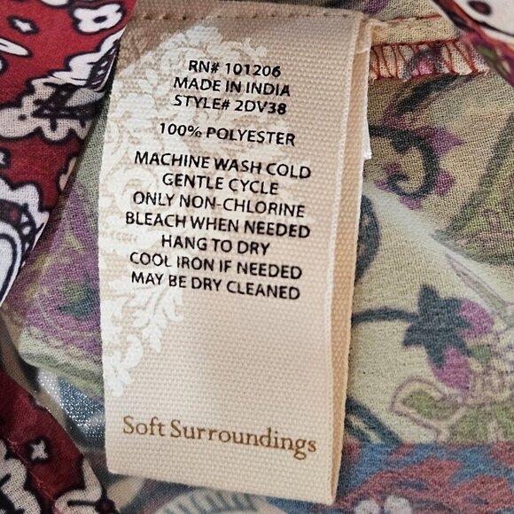 Soft Surroundings Langdon Button Down Tie Paisley Shirt Small Boho Mixed Print - Picture 8 of 10